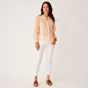 Carve Designs womens 12 jeans pants white Ankle cuff straight Carson relaxed NWT